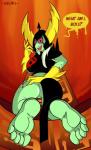 5_toes barefoot breasts butt clothed clothing dialogue feet female foot_focus freckles green_body green_skin soles solo text toes nasiri_(artist) disney wander_over_yonder lord_dominator alien humanoid english_text hi_res