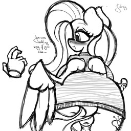 alcohol anatomically_correct anatomically_correct_genitalia anatomically_correct_vulva animal_genitalia animal_vulva anus beverage big_butt blush blushing_profusely bottomless butt clothed clothing container cutie_mark disembodied_hand dock_(anatomy) drunk duo ear_piercing equine_anus equine_genitalia equine_vulva feathered_wings feathers female feral fishnet_clothing fishnet_legwear fur genitals hair huge_butt legwear male male/female piercing puffy_anus simple_background substance_intoxication tail text thick_thighs vulva white_background wings johrnyreport friendship_is_magic hasbro my_little_pony mythology fluttershy_(mlp) equid equine human mammal mythological_creature mythological_equine pegasus 1:1 black_and_white english_text hi_res monochrome sketch