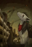 car detailed_background factory feral male outside pose solo vehicle uta-inu nintendo pokemon generation_3_pokemon mammal mightyena pokemon_(species)