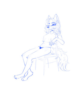 anthro barefoot bedroom_eyes big_tail bottomwear breasts chair claws clothed clothing crossed_legs eyewear feet female female_focus fluffy fluffy_tail fur furniture glasses hair half-closed_eyes long_hair looking_at_viewer narrowed_eyes on_chair panties partially_clothed paws plantigrade pose seductive shirt short_sleeves simple_background sitting sitting_on_chair solo tail toe_claws toes topless topwear translucent translucent_clothing translucent_shirt translucent_topwear underwear wavy_hair wearing_glasses white_background melody_maku melody_bun_maku arctic_fox canid canine fox mammal true_fox 3:4 digital_drawing_(artwork) digital_media_(artwork) hi_res line_art monochrome pinup portrait sketch unfinished