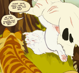 albino animal_genitalia animal_penis anus apprentice brown_body brown_fur casual_rape dialogue emotionless_sex feline_genitalia feline_penis feral feral_on_feral forced forest fur genitals group imminent_gangbang imminent_rape imminent_sex male male/male orange_body orange_fur pawpads penile_spines penis plant rape red_eyes scar sex tabby_fur text tree white_body white_fur y_anus young young_feral anglwshot warriors_(book_series) fan_character rabbitpaw_(anglwshot) domestic_cat felid feline felis mammal english_text hi_res