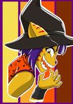 clothing evil_grin female hat headgear headwear holidays magic_user smile solo witch witch_costume witch_hat lady_drasami halloween drasami domestic_cat felid feline felis mammal absurd_res hi_res