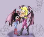 bite black_hair blonde_hair breast_play breast_suck breasts clothing duo female hair head_wings male solo sucking text tongue unusual_wing_placement wings duskull_(artist) capcom darkstalkers nickelodeon the_loud_house leni_loud lilith_aensland lincoln_loud lucy_loud morrigan_aensland demon humanoid hi_res brother_(lore) brother_and_sister_(lore) incest_(lore) sibling_(lore) sister_(lore) sisters_(lore)