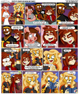 accessory anthro baseball_cap black_hair blonde_hair blue_eyes bodily_fluids brown_hair cigarette clothing crop_top detailed_background dialogue dirty_talk eyewear facial_hair female football_jersey fur glasses goatee group hair hat headband headgear headwear humor male misunderstanding orange_body orange_fur red_solo_cup shirt sweat sweatdrop text topwear wearing_glasses xamoel beast_house bryanna_(xamoel) duke_(xamoel) jammy_(xamoel) rachel_(xamoel) yoshi_(xamoel) ailurid american_opossum cheetah domestic_pig felid feline mammal marsupial pantherine red_panda suid suine sus_(pig) virginia_opossum comic english_text