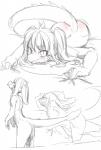 2016 anthro blush breasts butt dragon female hair kemono mythological_creature mythological_scalie mythology nude scalie simple_background sketch sleeping smile tail white_background xenon50mm