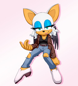 anthro belt belt_buckle big_ears blue_eyeshadow bottomwear breasts buckle cleavage clothed clothing countershade_feet countershade_hands countershade_legs countershade_torso countershading denim denim_bottomwear denim_clothing eyelashes eyeshadow feet female footwear green_eyes high_heels jacket jeans leather leather_clothing leather_jacket leather_topwear makeup membrane_(anatomy) membranous_wings pants pointy_ears shoes solo topwear torn_bottomwear torn_clothing torn_jeans torn_pants wings joeadok sega sonic_the_hedgehog_(series) rouge_the_bat bat mammal