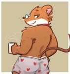 anthro butt clothing container cup eyewear glasses male mug simple_background smile solo underwear dom_doggo geronimo_stilton_(series) geronimo_stilton mammal mouse murid murine rodent 2025