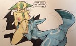 anthro areola breasts butt dialogue duo female female/female fingering genitals heart_symbol licking_stomach looking_pleasured nipples pussy tail vaginal vaginal_fingering brradett nintendo pokemon eeveelution generation_4_pokemon glaceon leafeon pokemon_(species) hi_res traditional_media_(artwork)