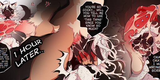 anthro big_penis bodily_fluids body_liquid bukkake cum cum_inside dialogue dominant duo fellatio female genital_fluids genitals hyper licking liquid_hair male male/female oral orgasm penile penis pseudo_hair saliva sex text tongue transformation vulva tokkot deer domestic_cat felid feline felis mammal absurd_res comic english_text hi_res