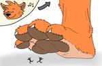 4_toes anthro black_nose brown_pawpads claws crush cutaway extreme_size_difference feet foot_crush foot_fetish foot_focus fur larger_anthro larger_male male micro musical_note musical_symbol oblivious orange_body orange_fur pawpads paws simple_background size_difference smaller_anthro smile stick_figure stomping symbol toe_claws toes smellslikejavier canid canine mammal 2022 colored sketch