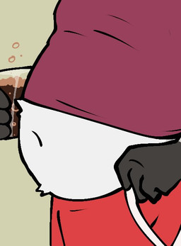 4_fingers anthro belly beverage bottomwear bubble close-up clothing container cup fingers fur holding_container holding_cup holding_object male navel overweight shirt shorts solo topwear gmz_super stop_putting_this_image_on_my_timeline_you're_making_me_act_up_(meme) american_opossum mammal marsupial virginia_opossum 2025