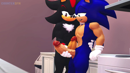 anthro anthro_on_anthro athletic audible_ejaculation balls bed big_balls big_penis bodily_fluids brojob chest_tuft clothing cum cumshot duo ejaculation erection footwear furniture genital_fluids genitals glans gloves hand_on_hip handjob handwear huge_cumshot humanoid_genitalia humanoid_penis looking_pleasured male male/male moan multiple_positions muscular muscular_male pecs penile penis sex shoes sitting sitting_on_another switching_places tuft vein veiny_penis white_clothing white_gloves white_handwear countersfm sega sonic_the_hedgehog_(series) shadow_the_hedgehog sonic_the_hedgehog eulipotyphlan hedgehog mammal 16:9 3d_(artwork) 3d_animation animated digital_media_(artwork) hi_res high_framerate huge_filesize short_playtime sound video voice_acted widescreen