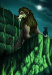 brown_body brown_fur cliff cloud feral fur green_eyes group light male moon outside scar sky smile solo_focus whiskers kippycube disney the_lion_king scar_(the_lion_king) felid lion mammal pantherine 2017 lighting