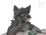2023 4:3 5_fingers anthro black_body black_fur blep canid canine canis digital_media_(artwork) fingers fur hair koul mammal nate_(nate17) simple_background smile solo tagme tongue tongue_out white_background wolf