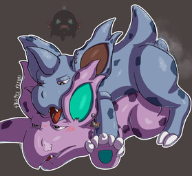 anal balls blue_body bodily_fluids breath doggystyle drooling duo ear_piercing feral from_behind_position genitals interlocked_fingers male male/male markings musk panting piercing purple_body saliva sex tongue tongue_out written_consent pastelpaints nintendo pokemon generation_1_pokemon nidorino pokemon_(species) shiny_pokemon 2026 absurd_res digital_media_(artwork) hi_res
