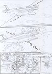 aircraft anthro black_and_white boots border bottomwear canid canine chair chevka clothing cloud comic curled_tail damaged_vehicle dialogue english_text explosion female footwear furniture general_sonov group hair hat headgear headwear husband_and_wife kitfox-crimson long_hair male mammal married_couple military_uniform monochrome mountain natasha_(kitfox-crimson) onomatopoeia open_mouth outside_border running russian shoes sitting sketch skirt sky skyscape smoke sound_effects stolen_generation tail text trio uniform vehicle