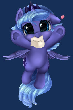 blue_body blue_eyes blue_feathers blue_hair blush crown cutie_mark feathered_wings feathers female feral fur hair headgear heart_symbol horn looking_at_viewer note paper princess royalty simple_background smile solo text wings young young_feral pridark friendship_is_magic hasbro my_little_pony mythology princess_luna_(mlp) equid equine mammal mythological_creature mythological_equine winged_unicorn absurd_res alpha_channel english_text hi_res