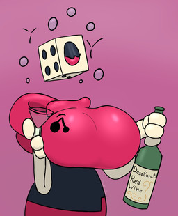 alcohol anthro beverage big_breasts bottomwear breasts clothed clothing container cup d6 dice drinking_glass drunk female for_a_head glass glass_container glass_cup hoodie huge_breasts not_furry simple_background skirt solo substance_intoxication text topwear wide_hips wine wine_bottle phil_sux object_head digital_media_(artwork) english_text hi_res