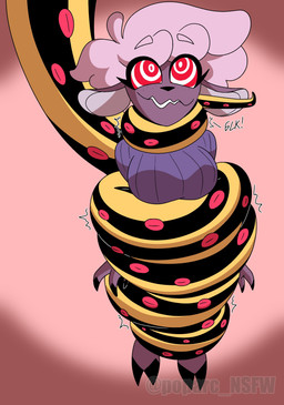 anthro apode asphyxiation big_breasts black_body breasts choking clothed clothing cloven_hooves coiling coiling_around_body coiling_around_leg coiling_around_neck dominant dominant_draconcopode dominant_male female freckled_face freckles hooves hypnosis legless male male/female mind_control multicolored_body purple_clothing purple_sweater purple_topwear restrained_arms restrained_legs ringed_eyes serpentine squeezing submissive submissive_anthro submissive_female sweater topwear two_tone_body wavy_mouth wavy_smile yellow_body poparc_nsfw hazbin_hotel hellaverse sheep_demon_(hazbin_hotel) sir_pentious_(hazbin_hotel) bovid caprine caprine_demon demon draconcopode mammal naga sheep_demon 2025 absurd_res hi_res