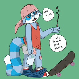 anthro baby_bottle backwards_baseball_cap backwards_hat bandage baseball_cap bottomwear bottomwear_down clothed clothing dialogue diaper drugs feces footwear hat headgear headwear male marijuana pants pants_down partially_clothed pooping shoes side_view simple_background skateboard sleeveless_shirt smoking smoking_marijuana sneakers socks soiled_diaper soiling soiling_diaper solo speech_bubble substance_intoxication text unclean_diaper used_diaper using_diaper vehicle komipanda komi_pancakes ailurid bear giant_panda mammal red_panda 1:1 english_text hi_res