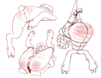 anal anal_hook anal_penetration anthro bdsm big_butt bondage bound butt butt_slap caning female penetration restraints rope rope_bondage rope_harness slap solo spanking thick_thighs jesterjuicee bovid caprine mammal sheep absurd_res hi_res