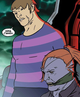 blue_body blue_skin captured cloth_gag dramatic duo eye_patch eyewear fin future gag gagged hair male nightmare_fuel ponytail uncanny_valley unknown_artist undertale undertale_(series) frisk_(undertale) undyne aquatic fish human humanoid mammal meme