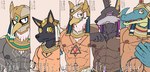 abs anthro egyptian for_a_head group male muscular muscular_anthro muscular_male nipples open_mouth pecs scar teeth text tongue bk-mita egyptian_mythology middle_eastern_mythology mythology anubis horus set_(deity) sobek thoth animal_head animal_humanoid anubian_jackal avian bird canid canine canis crocodile crocodilian cynocephalus deity falcon falconid humanoid ibis jackal mammal pelecaniform reptile scalie set_(species) threskiornithid hi_res translated