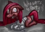 balloon blue_eyes cutie_mark dialogue female feral fur hair inflatable insane looking_at_viewer nightmare_fuel party_time pink_body pink_fur pink_hair quadruped restraints solo straitjacket tail text what unknown_artist friendship_is_magic hasbro my_little_pony pinkamena_(mlp) pinkie_pie_(mlp) earth_pony equid equine horse mammal pony english_text