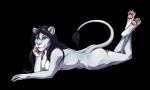 black_hair butt female fur green_eyes hair leucistic looking_at_viewer lying nude on_front seductive simple_background solo tail tail_tuft transparent_background tuft white_body white_fur glowcrow adhira_hale felid lion mammal pantherine alpha_channel