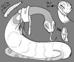 male open_mouth scarf solo yawn blitzdrachin conditional_dnp nintendo pokemon amatsu_(sifyro) furret generation_2_pokemon pokemon_(species) reptile scalie snake monochrome sketch sketch_page