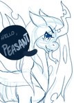 condescending female feral looking_at_viewer side_view solo speech_bubble tongue tongue_out reallycoykoifish friendship_is_magic hasbro my_little_pony queen_chrysalis_(mlp) arthropod changeling absurd_res blue_and_white hi_res monochrome sketch