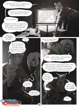 5_fingers abuse alcohol anthro beverage detailed_background drunk duo electronics female fingers forced hair male open_mouth pornography profanity sex substance_intoxication teeth television text tongue white_hair yellow_eyes zummeng estella_(zummeng) domestic_cat felid feline felis mammal pantherine tiger 2018 comic digital_media_(artwork) english_text hi_res url