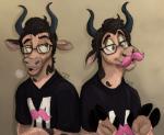 anthro eyewear facial_hair fingers glasses hooved_fingers hooves horn male mustache solo orlandofox cc-by-nc-nd creative_commons markimoo markiplier bovid bovine mammal digital_media_(artwork)