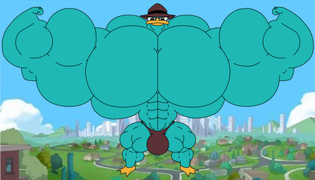 3_toes abs anthro anthrofied barefoot beak biceps big_muscles big_pecs biped black_eyebrows black_eyes blue_sky brown_clothing brown_eyes brown_fedora brown_hat brown_headwear brown_speedo brown_swimwear building bulge city city_background clothed clothing cloud collarbone eyebrows fedora feet fist flexing flexing_bicep flexing_both_biceps flexing_muscles front_view fur grass green_body green_fur hat headgear headwear house huge_muscles huge_pecs huge_thighs hyper hyper_biceps hyper_muscles hyper_pecs hyper_thighs looking_at_viewer macro male membrane_(anatomy) mostly_nude muscular muscular_anthro muscular_arms muscular_male muscular_thighs narrowed_eyes navel orange_beak orange_bill orange_feet outside pecs plant pose ribs road screencap screencap_background skimpy sky skyscraper small_hands small_head solo speedo speedo_only standing swimwear thick_calves thick_thighs toes top_heavy topless topless_anthro topless_male trapezius tree webbed_feet white_sclera wide_hips wish-granter disney phineas_and_ferb perry_the_platypus mammal monotreme platypus 2025 colored digital_drawing_(artwork) digital_media_(artwork) flat_colors hi_res pinup