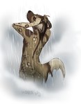 anthro brown_body brown_fur butt eyes_closed fur hand_on_head inner_ear_fluff male markings nude shower solo spots spotted_body spotted_fur standing steam tail tuft wet wet_body wet_fur whiskers sayuncle james_(sayuncle) african_wild_dog canid canine mammal 2015 digital_media_(artwork) signature