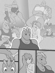 2019 3:4 abs bisexual breasts broken_heart butt clothed clothing comic digital_media_(artwork) female freckles_(artist) generation_1_pokemon greyscale hi_res human humanoid larger_female machoke male male/female male/male mammal monochrome muscular muscular_female muscular_humanoid nintendo not_furry pokemon pokemon_(species) size_difference slim smaller_male smile text url