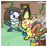 anal_fluids animal_genitalia annoyed anus balls berry blue_eyes blush blush_lines bodily_fluids brown_eyes butt butt_grab crossed_arms dialogue duo emanata embarrassed fart fear_pooping feces feces_pile female female_pooping feral food food_fetish food_in_feces food_play fruit gaping gaping_anus gaping_vagina genital_fluids genitals hand_on_butt inside looking_back male nanab_berry open_mouth oran_berry pecha_berry plant pokemon_berry pooping pooping_on_floor rear_view scatplay sheath smile sound_effects speech_bubble surprised vaginal_fluids vowelless vowelless_sound_effect vulva wide_eyed fairyfudge nintendo pokemon generation_2_pokemon generation_5_pokemon oshawott pichu pokemon_(species) 1:1 digital_media_(artwork) hi_res signature
