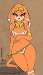 2018 anthro blue_eyes blush breasts clothing clothing_pull conditional_dnp crown digital_media_(artwork) dreadlocks echidna exposure_variation female fluff-kevlar headgear jewelry lingerie looking_at_viewer mammal monotreme necklace panties panty_pull pinup pose sega solo sonic_adventure sonic_the_hedgehog_(series) tiara tikal_the_echidna under_boob underwear underwear_pull