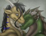 cuddling duo female glistening horn male romantic romantic_couple rinienne mythology dragon mythological_creature mythological_scalie scalie 2012