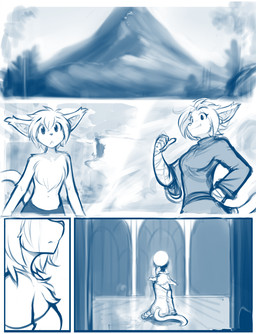 ambiguous_gender anthro bodily_fluids breasts clothed clothing crying female fur gesture hair hand_gesture mountain pointing pointing_at_self sad tail tears young conditional_dnp tom_fischbach twokinds keith_keiser vehra_(twokinds) basitin mammal 2026 blue_and_white comic monochrome sketch