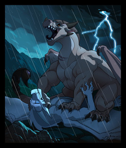 ambiguous_gender black_sclera blue_eyes brown_eyes claws duo electricity fangs feral finger_claws forked_tongue horn lightning long_neck membrane_(anatomy) membranous_wings muscular muscular_feral neck_scar outside pinned pinned_to_ground raining rock scared stinger stinger_tail tail teeth toe_claws tongue wing_claws wings arkciathedragon european_mythology mythology wings_of_fire burn_(wof) hvitur_(wof) dragon icewing_(wof) mythological_creature mythological_scalie sandwing_(wof) scalie western_dragon 2025 hi_res signature female_(lore) male_(lore)