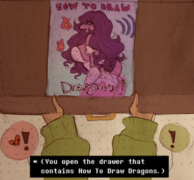 ambiguous_gender big_breasts big_butt breasts butt clothing dress exclamation_point faceless_ambiguous faceless_character faceless_human fire hair leaning leaning_forward long_hair narration open_mouth pose purple_hair side_boob smile tan_body tan_skin text thick_thighs white_clothing white_dress sillysadduck deltarune mythology undertale_(series) how_to_draw_dragons kris_dreemurr dragon human mammal mythological_creature mythological_scalie scalie soul_(undertale) cover english_text hi_res nonbinary_(lore)