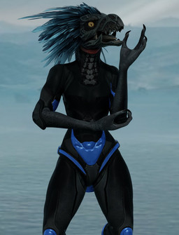 3_fingers anthro armor avian_caruncle beak blue_body blue_feathers bodysuit breasts clothed clothing codpiece feather_hair feathered_crest feathers female fingers flat_chested front_view gesture grey_body grey_scales hand_on_elbow hand_on_own_elbow head_crest looking_at_viewer open_mouth pseudo_hair pupils scales sea skinsuit slit_pupils small_breasts solo standing tight_clothing water water_background waving waving_at_viewer waving_hand yellow_eyes hackrazor1012 pickle_juice_(modeler) halo_(series) microsoft xbox_game_studios alien avian kig-yar scalie t'vaoan 3d_(artwork) colored digital_media_(artwork) hi_res