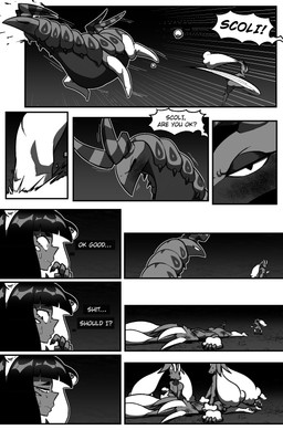 4_eyes angry anthro biped blood bodily_fluids cross-popping_vein dialogue female female_anthro feral fight group hair inner_monologue kick male male_humanoid multi_eye pain profanity quadruped serious speech_bubble stressed sweat sweatdrop talking_to_another text thinking unconscious vein wounded cuchuflin nintendo pokemon andre_(cuchuflin) generation_4_pokemon generation_5_pokemon humanoid lagomorph leporid lopunny mammal pokemon_(species) rabbit scolipede 2026 absurd_res comic digital_drawing_(artwork) digital_media_(artwork) english_text greyscale hi_res monochrome
