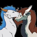 duo eyes_closed feral fur heart_symbol horn kissing kissing_forehead kissing_head love simple_background smile sticker transparent_background white_body white_fur white_horn yellow_horn symrea mythology maxie_the_dragoness starfall_the_dragon dragon furred_dragon furred_scalie mythological_creature mythological_scalie scalie 1:1 alpha_channel