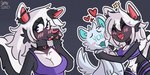 anthro blush collar heart_symbol piercing sparkles sticker sapphicslob ych_(character) mammal mephitid skunk 2:1 hi_res