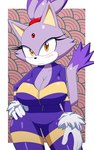 anthro big_breasts blush breasts cleavage clothed clothing female looking_at_viewer solo kojiro-brushard sega sonic_riders sonic_the_hedgehog_(series) blaze_the_cat domestic_cat felid feline felis mammal 2021 5:8 hi_res tagme