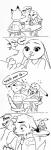 ambiguous_gender anthro beverage chair container cup dialogue drinking dripping duo ellipsis furniture sitting speech_bubble text wet weketa disney zootopia judy_hopps nick_wilde canid canine fox lagomorph leporid mammal rabbit red_fox true_fox absurd_res black_and_white comic english_text hi_res monochrome sketch