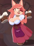 alcohol anthro barmaid beer beer_mug beverage big_breasts breasts cleavage clothed clothing female looking_at_viewer one_eye_closed smile smiling_at_viewer solo wink winking_at_viewer barely_sly sega sonic_the_hedgehog_(series) the_murder_of_sonic_the_hedgehog conductor's_wife_(sonic) canid canine canis domestic_dog mammal 2024 3:4 hi_res signature