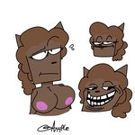 afro anthro breasts brown_body brown_fur female funny_face fur humor nipples smug solo trollface ayyyple marta_(ayyyple) canid canine fox mammal 1:1 hi_res meme